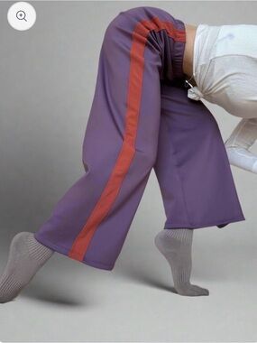 Cloud body Wide-Leg Track Pants with Contrast Side Stripe - Purple/Red